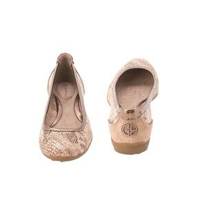 Giani Bernini Shoes Womens 8.5 Ballet Flats Beige Leather Snake Print Round Toe
